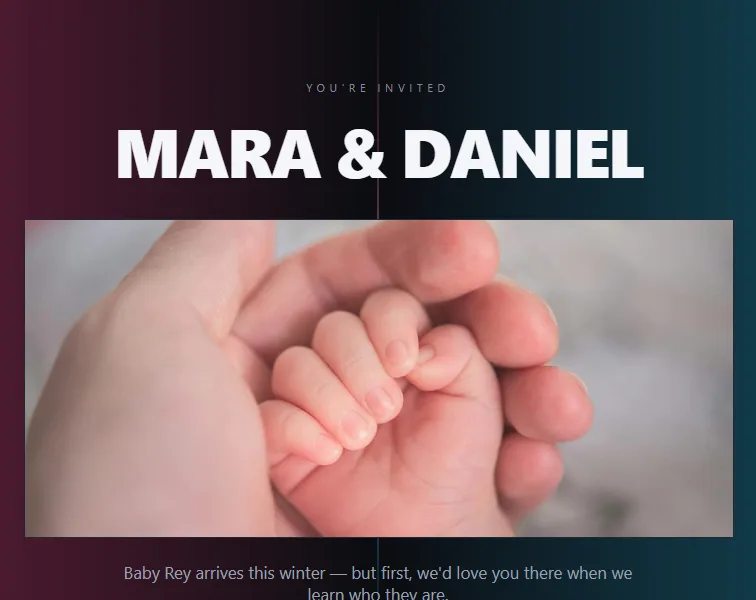 Split invitation design preview
