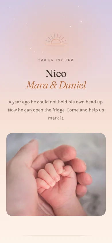 Dawn invitation design on a phone